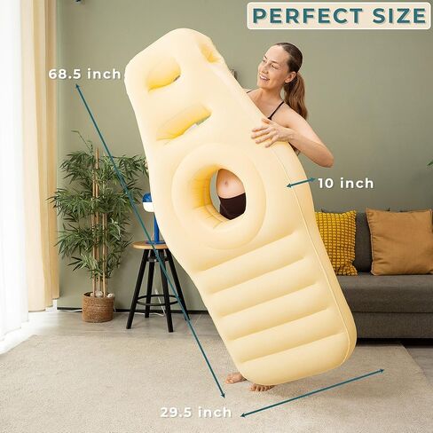 ZONETECH Inflatable Pregnancy Belly Pillow, Pregnancy Pool Float with Belly Hole for Stomach Sleepers, Mattress for Pregnant Women, Tanning Chair, Tummy Massage, Soft Velvet Top in Kuwait