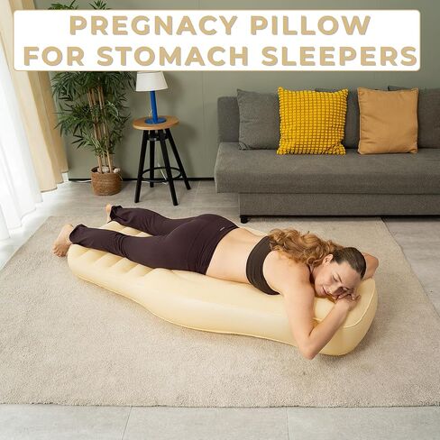 ZONETECH Inflatable Pregnancy Belly Pillow, Pregnancy Pool Float with Belly Hole for Stomach Sleepers, Mattress for Pregnant Women, Tanning Chair, Tummy Massage, Soft Velvet Top in Kuwait