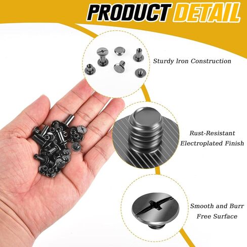 110 Sets Chicago Screws Kit- M5x4,5,6,8,10,12mm Assorted Leather Screw Rivets Phillip Head Book Binding Screws Spike and Studs for DIY Repair Leather Craft Belt Bag Shoes Purse Bookbinding in Kuwait