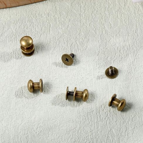 Chicago Screw, 36 Sets 8mm Round Phillips Head Leather Rivets Belt Button Studs for Leather Crafts, Bags, Clothing, Shoes and Book Binding Repair Decoration in Kuwait