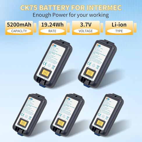 5PCS CK75 Battery Replacement for Intermec Barcode Scanner CK75 CK65 CK3 CK70 CK71 EDA60K CK3R CK3X CK3R CK3N 318-034-023 318-034-013 18-046-031 318-034-001 Li-ion Battery in Kuwait
