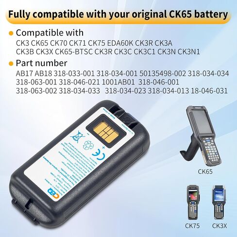5PCS CK75 Battery Replacement for Intermec Barcode Scanner CK75 CK65 CK3 CK70 CK71 EDA60K CK3R CK3X CK3R CK3N 318-034-023 318-034-013 18-046-031 318-034-001 Li-ion Battery in Kuwait
