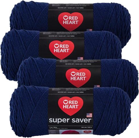 خيوط Red Heart Super Saver (4 عبوات من 7 أوقية) (كحلي ناعم) in Kuwait