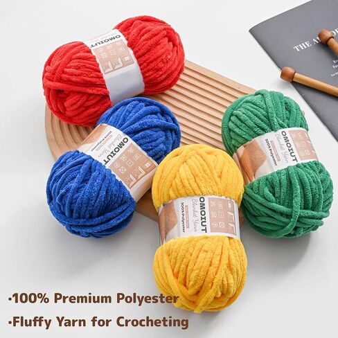 3 Pack of White Chunky Chenille Yarn for Crocheting, Soft Baby Blanket Yarn, Chunky Knit Blanket Crochet Yarn, #7 Super Bulky, 10.6oz/164 yds Fluffy Velvet Amigurumi Yarn in Saudi Arabia