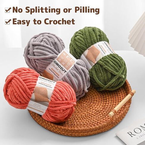 3 Pack of White Chunky Chenille Yarn for Crocheting, Soft Baby Blanket Yarn, Chunky Knit Blanket Crochet Yarn, #7 Super Bulky, 10.6oz/164 yds Fluffy Velvet Amigurumi Yarn in Saudi Arabia