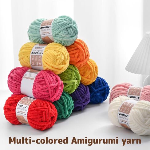 3 Pack of White Chunky Chenille Yarn for Crocheting, Soft Baby Blanket Yarn, Chunky Knit Blanket Crochet Yarn, #7 Super Bulky, 10.6oz/164 yds Fluffy Velvet Amigurumi Yarn in Saudi Arabia
