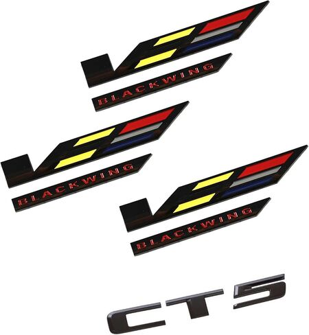 4 قطع بديلة لـ 2022-2025 CT5-V Blackwing v Letters Badge Name Plate Emblem Kit 86596092 (أسود لامع) in Kuwait