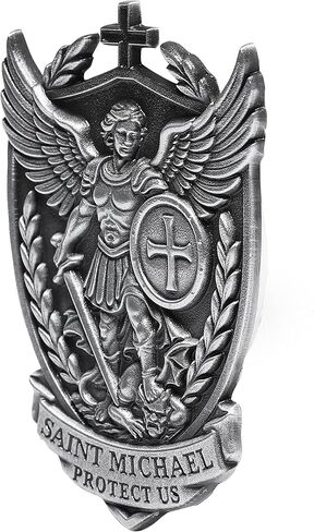 Saint Michael Archangel Car Emblem 3 Inch – Metal 3D Shield Badge, “Protect Us" Religious Car Sticker, Catholic Guardian Angel Auto Emblem in Saudi Arabia