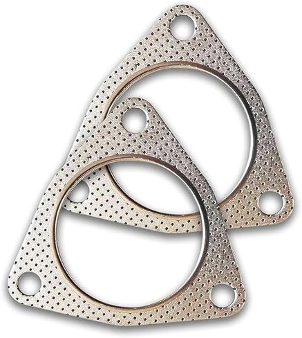 2 PCS Exhaust Gasket, 2.5"/63MM Three-Bolt Exhaust Flange Gasket, Multifunctional Manifold/Header/Muffler Converter Accessories, for Most Cars (Silver) in Kuwait
