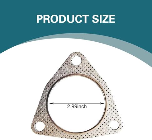 2 PCS Exhaust Gasket, 2.5"/63MM Three-Bolt Exhaust Flange Gasket, Multifunctional Manifold/Header/Muffler Converter Accessories, for Most Cars (Silver) in Kuwait