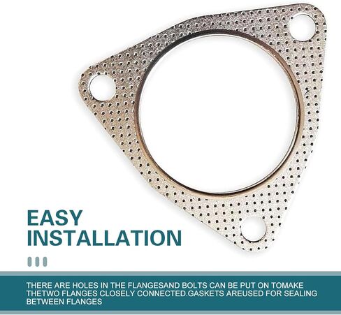 2 PCS Exhaust Gasket, 2.5"/63MM Three-Bolt Exhaust Flange Gasket, Multifunctional Manifold/Header/Muffler Converter Accessories, for Most Cars (Silver) in Kuwait