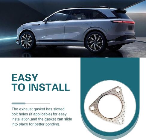 2 PCS Exhaust Gasket, 2.5"/63MM Three-Bolt Exhaust Flange Gasket, Multifunctional Manifold/Header/Muffler Converter Accessories, for Most Cars (Silver) in Kuwait