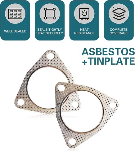 2 PCS Exhaust Gasket, 2.5"/63MM Three-Bolt Exhaust Flange Gasket, Multifunctional Manifold/Header/Muffler Converter Accessories, for Most Cars (Silver) in Kuwait