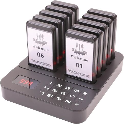 Restaurant Buzzer System, Restaurant Waiting Pager, Pagers and Beepers, Set with Vibration,Flashing and Buzzer,Close Reminder,10 Guest Pagers for Food Truck,Church Nursery in Saudi Arabia