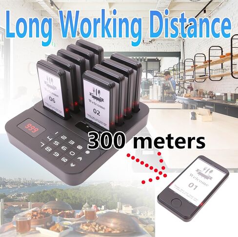 Restaurant Buzzer System, Restaurant Waiting Pager, Pagers and Beepers, Set with Vibration,Flashing and Buzzer,Close Reminder,10 Guest Pagers for Food Truck,Church Nursery in Saudi Arabia