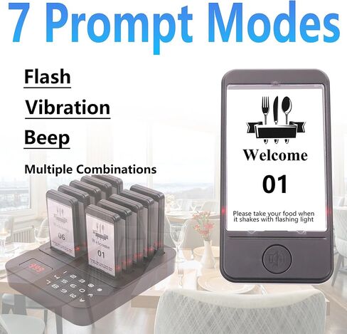 Restaurant Buzzer System, Restaurant Waiting Pager, Pagers and Beepers, Set with Vibration,Flashing and Buzzer,Close Reminder,10 Guest Pagers for Food Truck,Church Nursery in Saudi Arabia