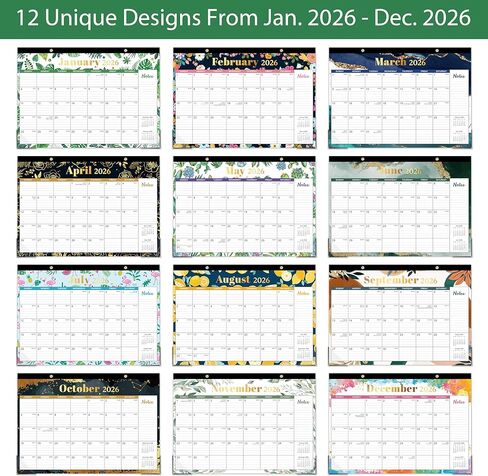 2026 Magnetic Calendar for Refrigerator - 2026 Magnetic/Desk Calendar from January 2026 to December 2026, 12''x17'' Magnetic Calendars, Desk Calendar with Corner Protectors in Saudi Arabia