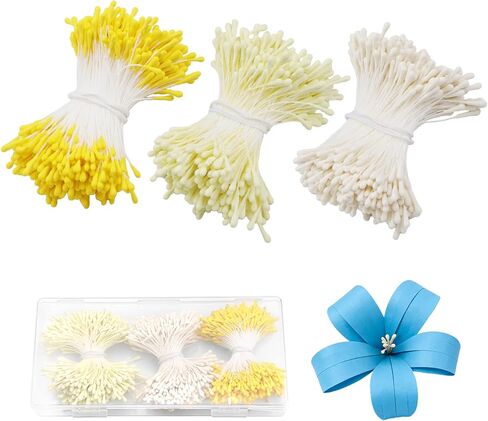 1200 Pcs Flower Stamens, 2mm Stamens for Flower Making, Double Heads Artificial Flowers Stamen, Artificial Flower Stamen for Crafts, Handmade Artificial Pistil for Flower Making Supplies Crafts in Saudi Arabia