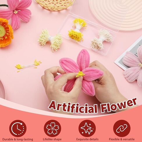 1200 Pcs Flower Stamens, 2mm Stamens for Flower Making, Double Heads Artificial Flowers Stamen, Artificial Flower Stamen for Crafts, Handmade Artificial Pistil for Flower Making Supplies Crafts in Saudi Arabia