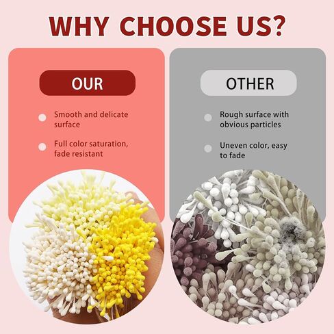 1200 Pcs Flower Stamens, 2mm Stamens for Flower Making, Double Heads Artificial Flowers Stamen, Artificial Flower Stamen for Crafts, Handmade Artificial Pistil for Flower Making Supplies Crafts in Saudi Arabia