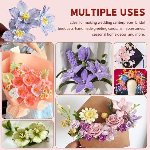 1200 Pcs Flower Stamens, 2mm Stamens for Flower Making, Double Heads Artificial Flowers Stamen, Artificial Flower Stamen for Crafts, Handmade Artificial Pistil for Flower Making Supplies Crafts in Saudi Arabia