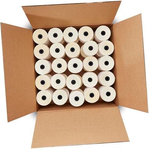 (46 Rolls + 6 Ribbons) 2 Ply Carbonless Rolls 3" X 95 Feet White/Yellow Receipt Paper POS Cash Register White/Canary With 6 Pcs of ERC 30/34/38 Ribbons in Saudi Arabia