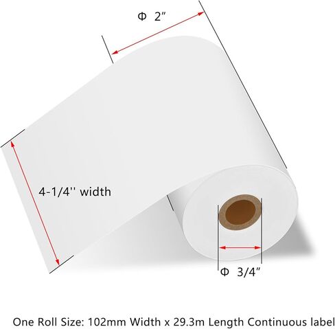 3 Roll Compatible for Brother RDM01U5 4" x 29.3m Continuous Length Paper Thermal Receipt Paper Rolls Use for RJ4030 RJ4030-K RJ4030M RJ4030M-K RJ4040 RJ4040-K Label Printer in Kuwait