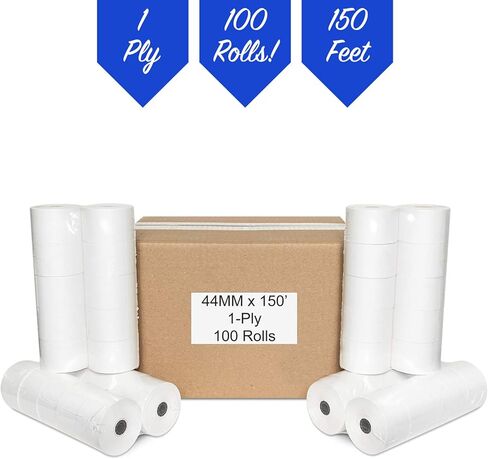 44mm (1 3/4") x 150' White 1-Ply Bond Paper Rolls (100 Rolls) in Saudi Arabia