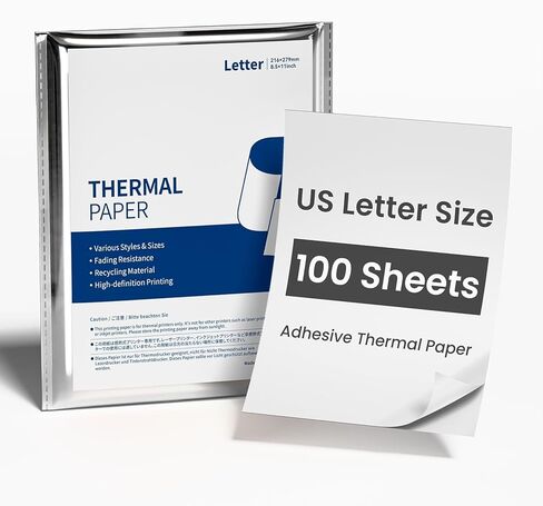 100 Sheets Adhesive Thermal Paper US Letter Size, Compatible with A285M A28U A282M A281M M08F M835 M834 M832 Portable Printer in Saudi Arabia
