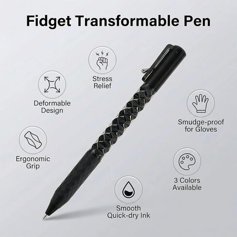 One-Click Deformation Fidget Pen, Funny Cool Gel Pen Black Ink, Fine point smooth writing pens, 6 Pcs Set with Gift Storage Pencil Case,Suitable for school, journaling, Work and gift-giving in Saudi Arabia