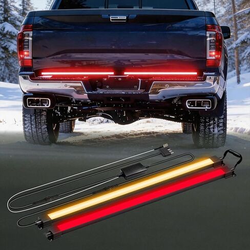 60 Inch Tailgate Light Bar, PC Material Uniform Glow LED Strip with Sequential Amber Turn Signal, Full Function Brake/Running/Reverse Lights for F150 Tundra Ram Silverado Pickup Truck in Saudi Arabia
