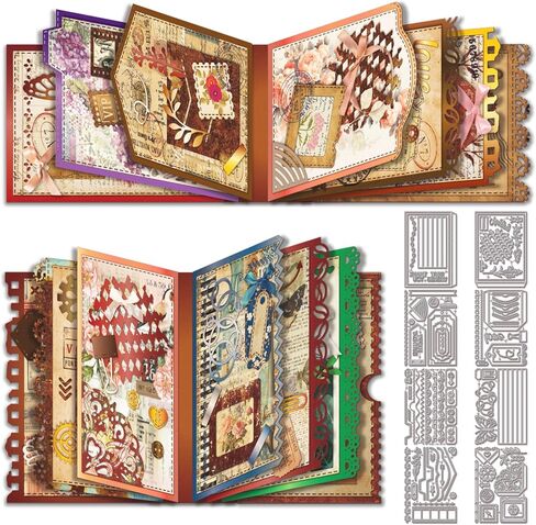 GLOBLELAND 8 Pcs Page Album Cutting Dies for Card Making Bookmarks Metal Die Cuts Book Corners Cutting Dies Templates for Scrapbooking Journal Embossing Paper Craft Decor in Kuwait