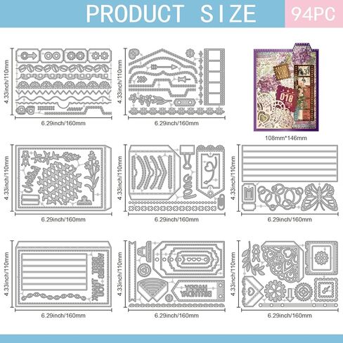 GLOBLELAND 8 Pcs Page Album Cutting Dies for Card Making Bookmarks Metal Die Cuts Book Corners Cutting Dies Templates for Scrapbooking Journal Embossing Paper Craft Decor in Kuwait
