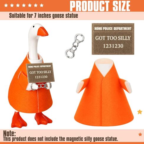 1 Set 7 Inch Mini Desk Goose Outfit Felt Prisoner Costumes with Mini Handcuff Crime Sign Accessories for Magnetic Goose Statue Desk Keyholder Decor (Prison Fugitive Set) in Kuwait