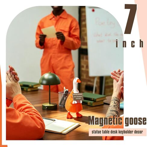 1 Set 7 Inch Mini Desk Goose Outfit Felt Prisoner Costumes with Mini Handcuff Crime Sign Accessories for Magnetic Goose Statue Desk Keyholder Decor (Prison Fugitive Set) in Kuwait