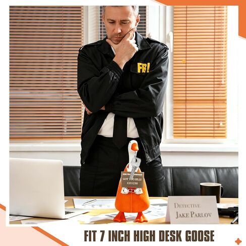 1 Set 7 Inch Mini Desk Goose Outfit Felt Prisoner Costumes with Mini Handcuff Crime Sign Accessories for Magnetic Goose Statue Desk Keyholder Decor (Prison Fugitive Set) in Kuwait
