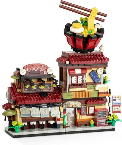 Japanese Ramen Shop Mini Building Blocks Set | 1102 PCS Realistic Street View Architecture Model Kit | Collectible Construction Toy | Aesthetic Desk Decor Gift for Teens & Adults in Kuwait