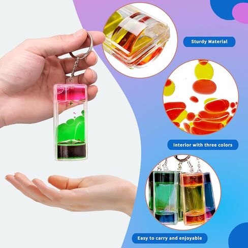 15 Pcs Liquid Motion Bubbler Keychains 5 Colors, Colorful Sensory Calming Toys Liquid Timers Fidget Bubbler Keychains for Stress Relief, Party Favors Bag Pendants in Kuwait