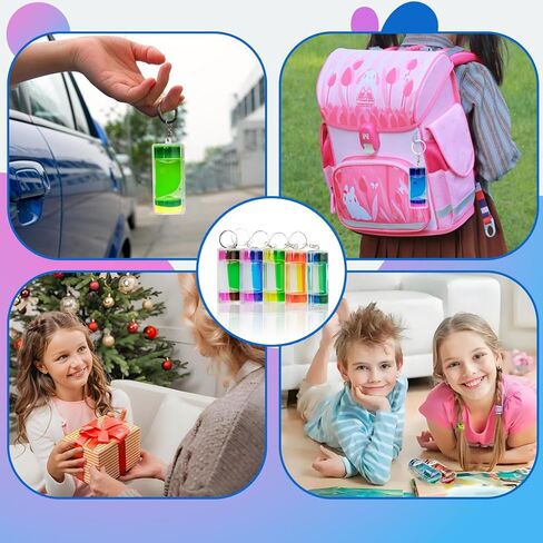 15 Pcs Liquid Motion Bubbler Keychains 5 Colors, Colorful Sensory Calming Toys Liquid Timers Fidget Bubbler Keychains for Stress Relief, Party Favors Bag Pendants in Kuwait
