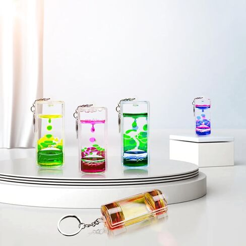 15 Pcs Liquid Motion Bubbler Keychains 5 Colors, Colorful Sensory Calming Toys Liquid Timers Fidget Bubbler Keychains for Stress Relief, Party Favors Bag Pendants in Kuwait
