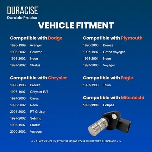 مستشعر موضع العمود المرفقي من DURACISE متوافق مع 1998-2002 دودج كارافان، نيون، ستراتوس، أفينجر و1995-2002 كرايسلر نيون، بي تي كروزر، سيبرينغ وبليموث وإيجل وميتسوبيشي #5269703AC، M05235377 in Kuwait