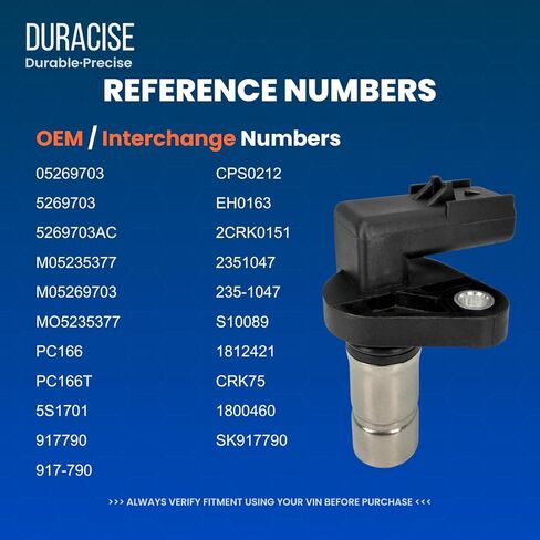 مستشعر موضع العمود المرفقي من DURACISE متوافق مع 1998-2002 دودج كارافان، نيون، ستراتوس، أفينجر و1995-2002 كرايسلر نيون، بي تي كروزر، سيبرينغ وبليموث وإيجل وميتسوبيشي #5269703AC، M05235377 in Kuwait