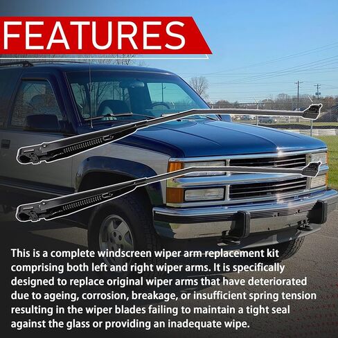 1 Pair Front Windshield Wiper Arm Kit Compatible with 1988-1998 Chevrolet Blazer Suburban Kodiak C1500 C2500 C3500 GMC Yukon K1500 K2500 K3500 Topkick Replaces 42782 22110157 in Kuwait