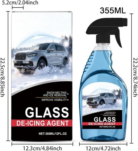 De Icer for Car Windshield | 12fl.oz Glass Liquid Defroster - Windshield Ice Melt - for Truck Frost Windscreens Mirrors Headlights Locks in Kuwait