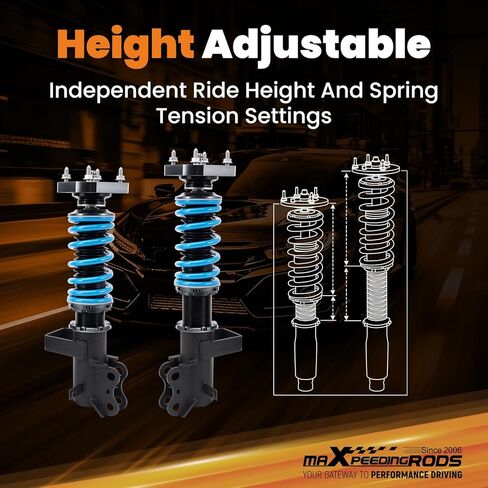maxpeedingrods Coilover لسيارة Toyota MR2 SW20/SW21 1990-1999، مجموعة تعليق كويلوفيرس قابلة للتعديل بـ 24 مستوى، مجموعات خفض مطورة T6 قابلة للتعديل باللون الأزرق in Kuwait