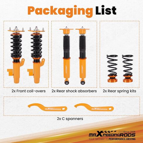 maXpeedingrods Coilovers for Mazda 3 BK 2004-2009, for Mazda 3 BL 2009-2013, Height Adjustable Coilovers Suspension Kit, Preset Damping Lowering Kit Gold in Kuwait