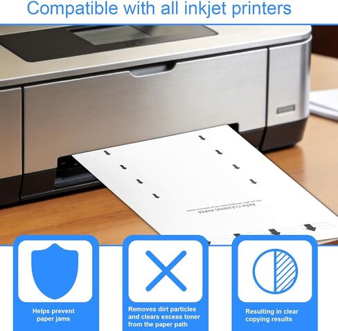 30-Pack Printer Cleaning Sheets, 11.2x8.26in Inkjet & Toner Printer Cleaning Kit, Universal Scanner Fixing Paper Supplies, Removes Dust & Debris from Rollers for Copiers Fax Machines Scanners in Kuwait