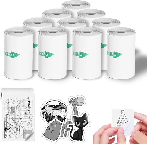 10 Rolls Sticker Printer Paper, Mini Thermal Printer Paper, inkless Print Papers for Most Kids Instant Camera, Photo Labels, for Photos, to-do Lists in Saudi Arabia