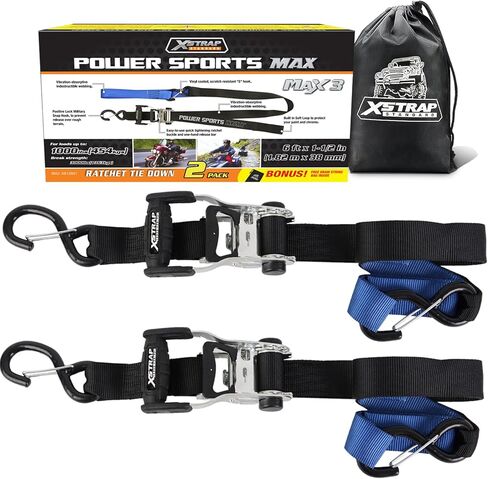 XSTRAP STANDARD 4 Pack 1" x 15Ft Ratchet Tie Down Straps - 500Lbs Load Cap, 1500Lb Break Strength, Includes 2 Bungee Cords for Moving Appliances & Motorcycle, Green in Saudi Arabia
