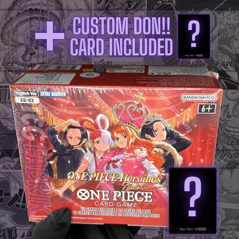 EB03 Heroines Edition Booster Box English EB-03 Extra Booster Box Display Factory مختوم لبطاقات EB03 One Piece الإنجليزية TCG (24 حزمة) + بطاقة TCG Fabrik Don المخصصة in Kuwait